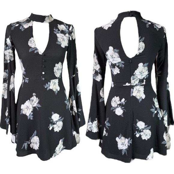 NWT Socialite Harper Floral Flared Sleeve Mini Dress sz XS - Picture 14 of 15